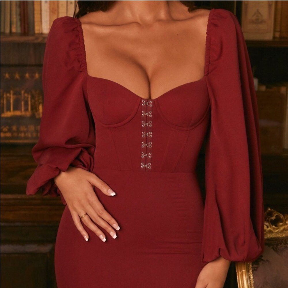Haute Nights Balloon Sleeve Corset Mini Dress